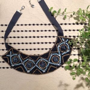 LOFT blue stone/navy beaded necklace